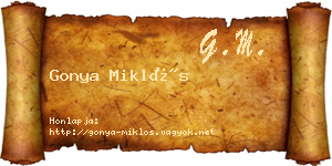 Gonya Miklós névjegykártya